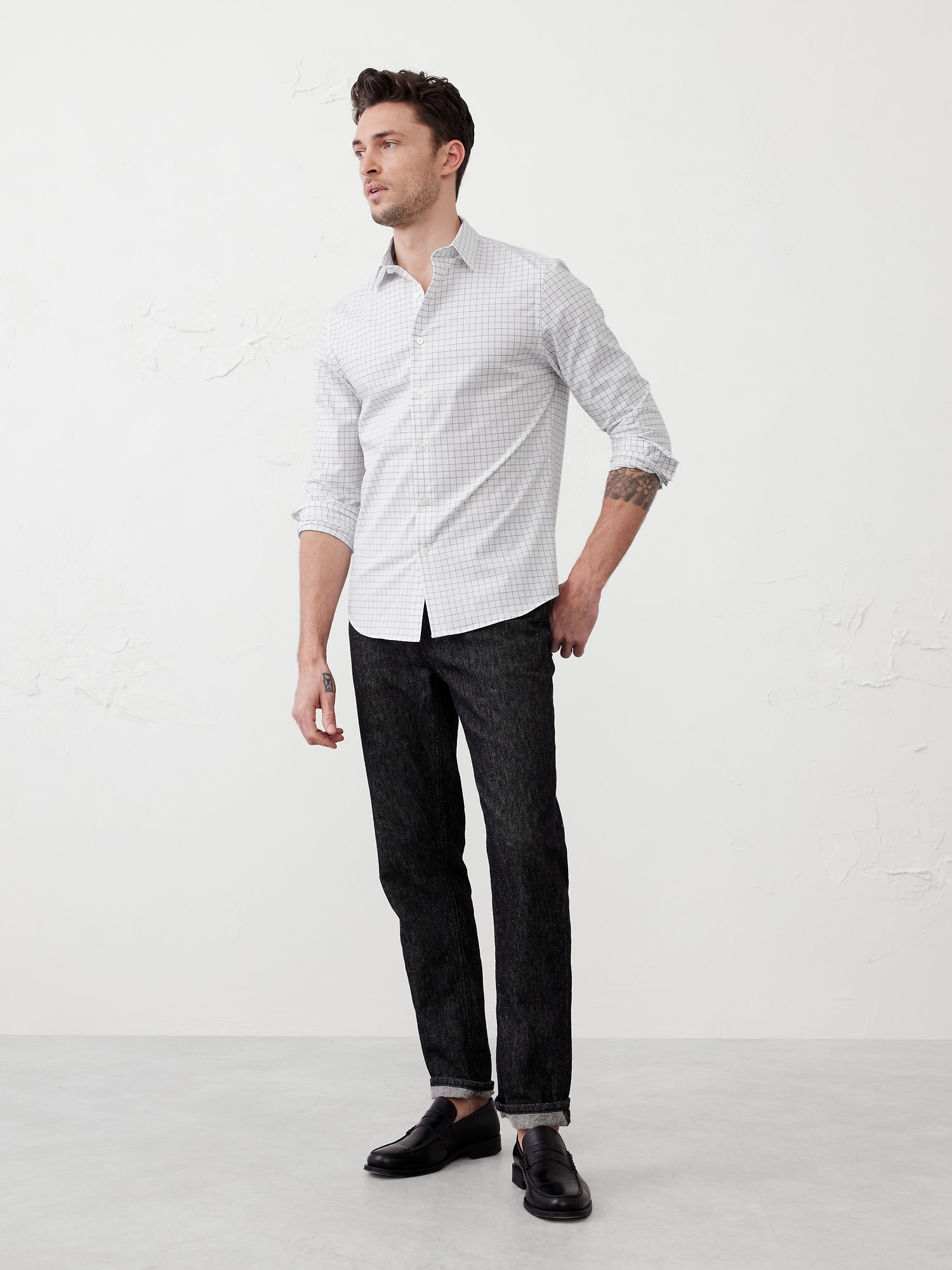 Slim-Fit Untucked Dress Shirt