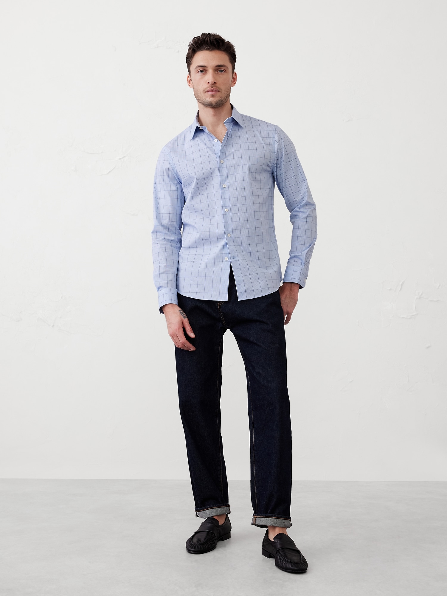 Slim-Fit Untucked Dress Shirt