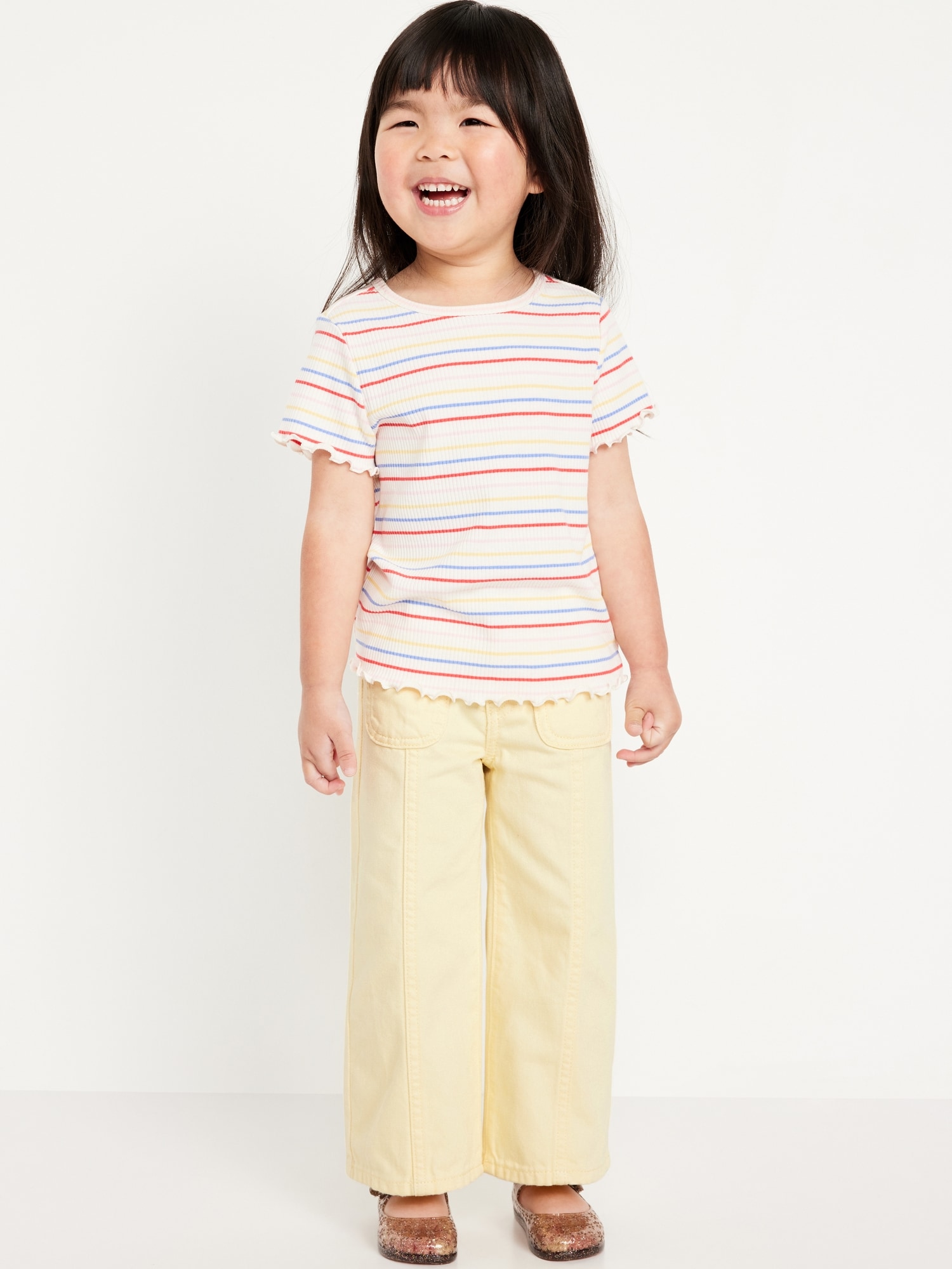 JEAN COUPE GÉNÉREUSE À JAMBE LARGE ET À TAILLE HAUTE MATELOT POUR TOUTE-PETITE FILLE