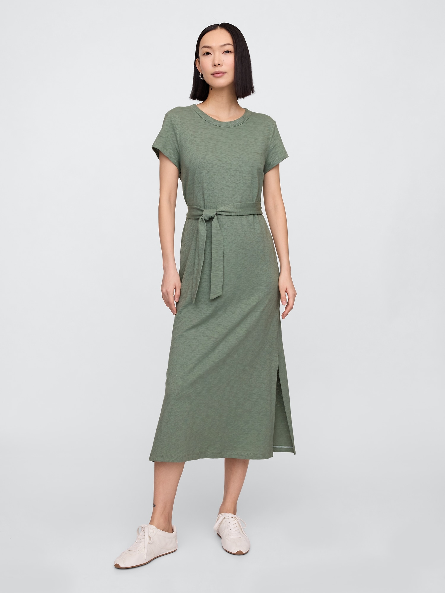 Belted T-Shirt Midi Dress