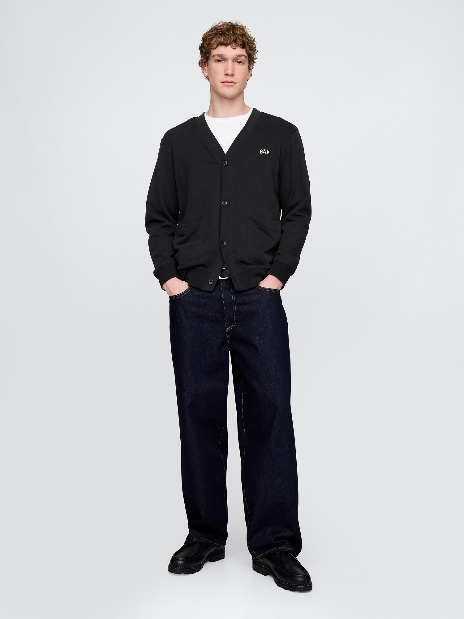 old gap デカタグフェードブラックカーディガン