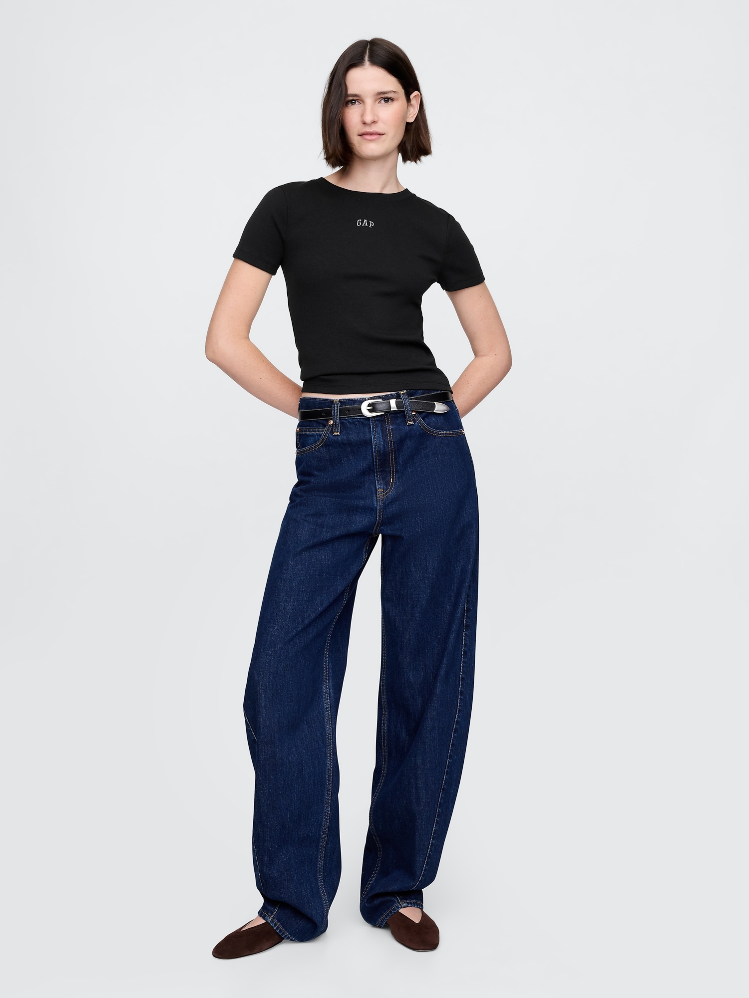モダン クロップド GAPロゴTシャツ-2