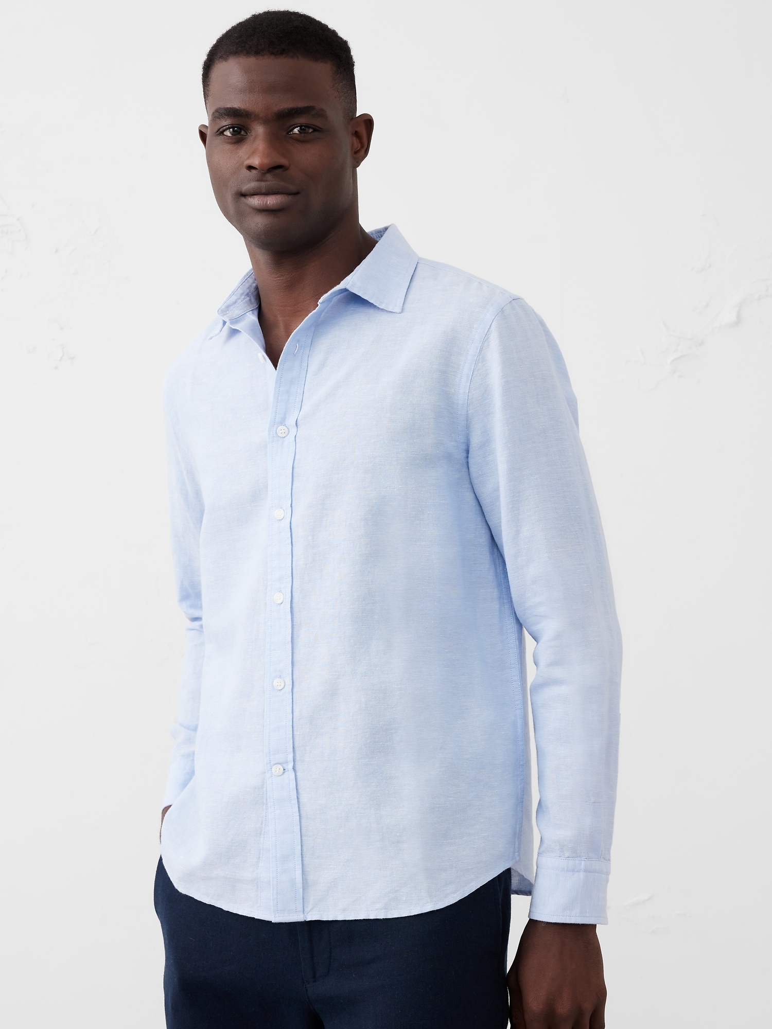 Slim-Fit Linen-Blend Shirt
