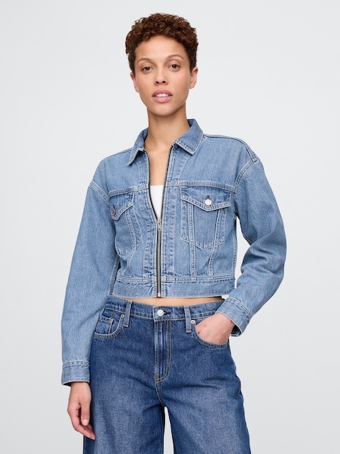 VESTE EMBLÉMATIQUE COURTE EN DENIM DOUCEUR SUPRÊME