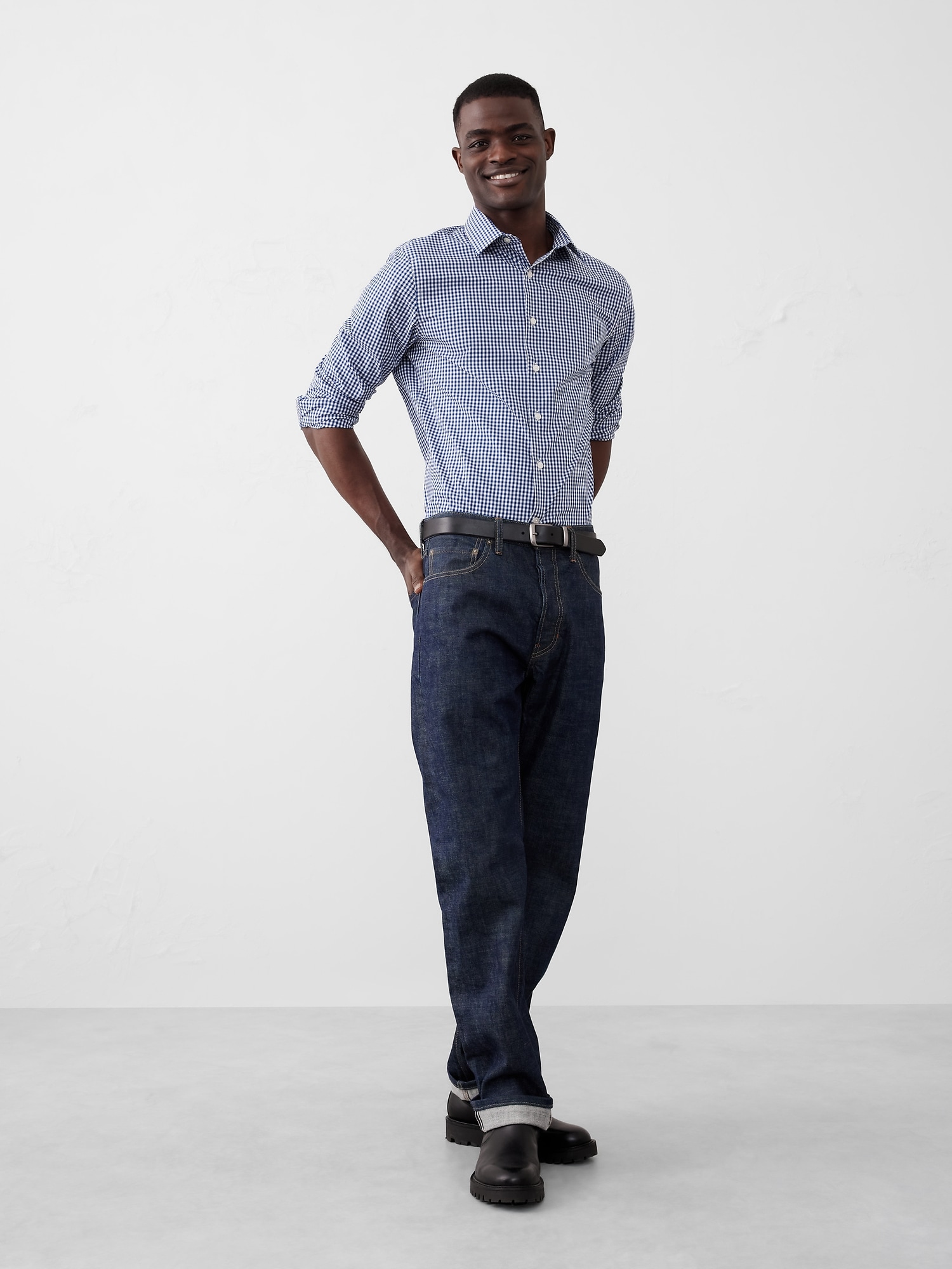 Slim-Fit Untucked Dress Shirt