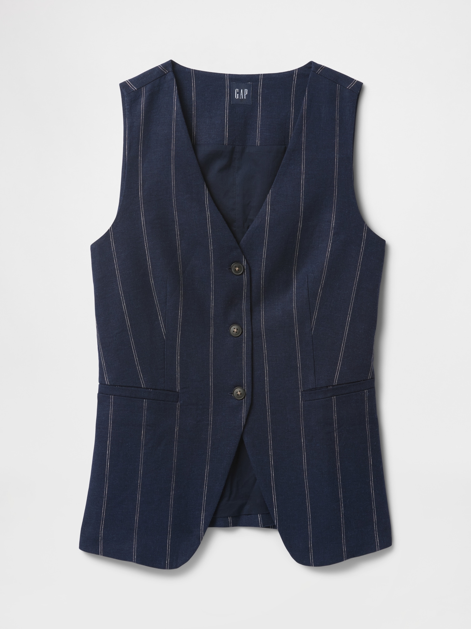 Linen-Blend Longline Vest