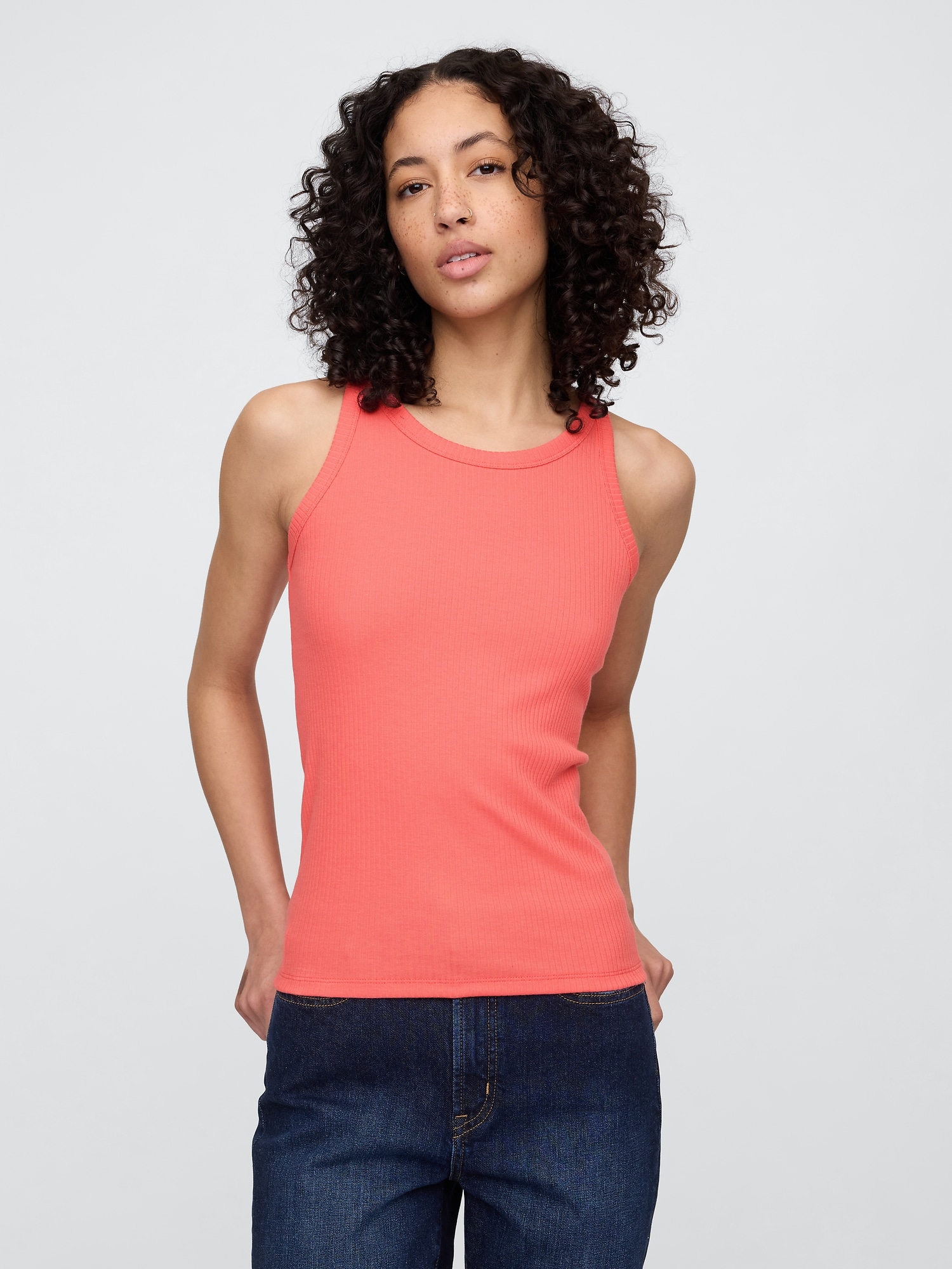 Ribbed Scoopneck Tank Top