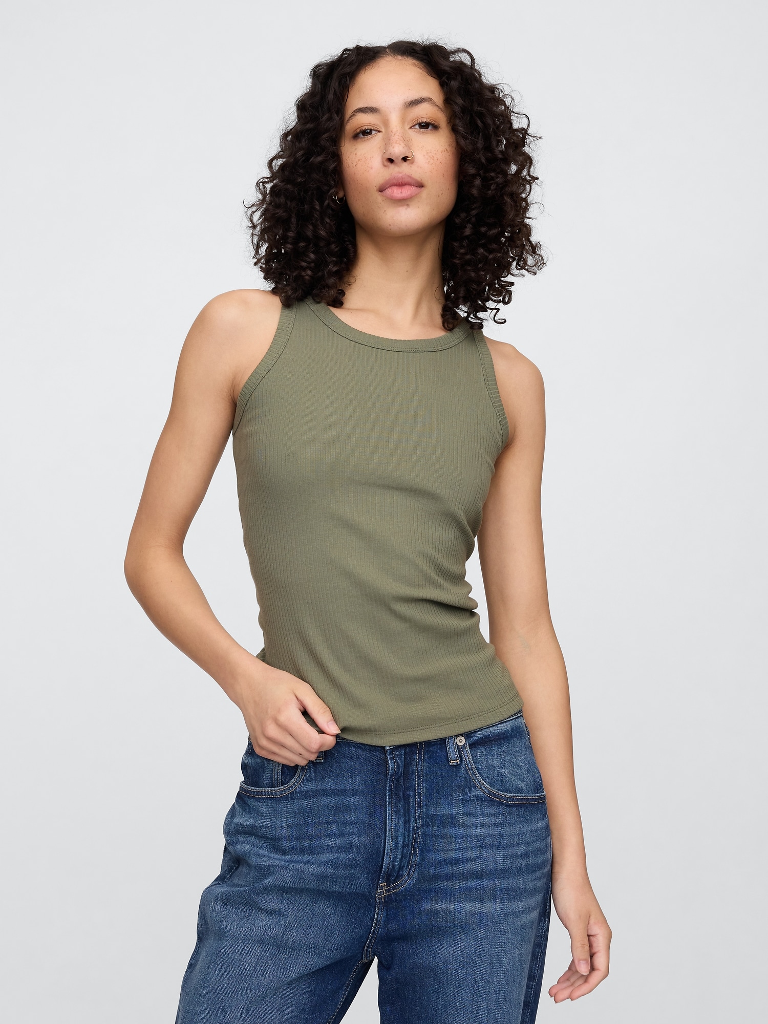 Ribbed Scoopneck Tank Top