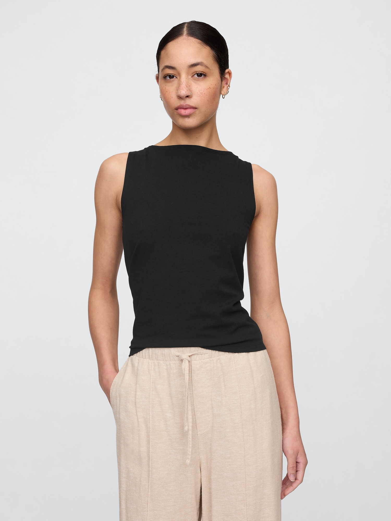 Gap リブ ボートネック タンクトップ