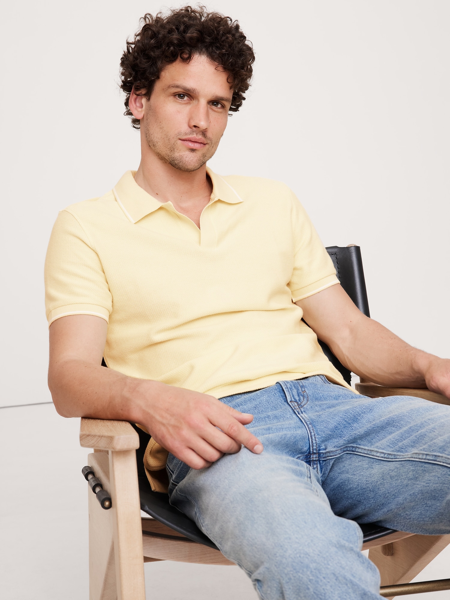 POLO EN JACQUARD À TEXTURE ZIGZAG