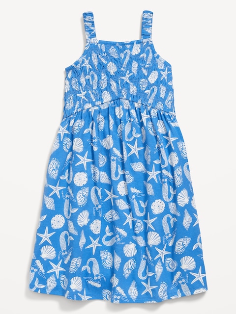 Fit & Flare Sleeveless Smocked Dress for Girls