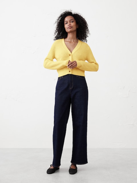 Cropped Textured Cardigan Sweater