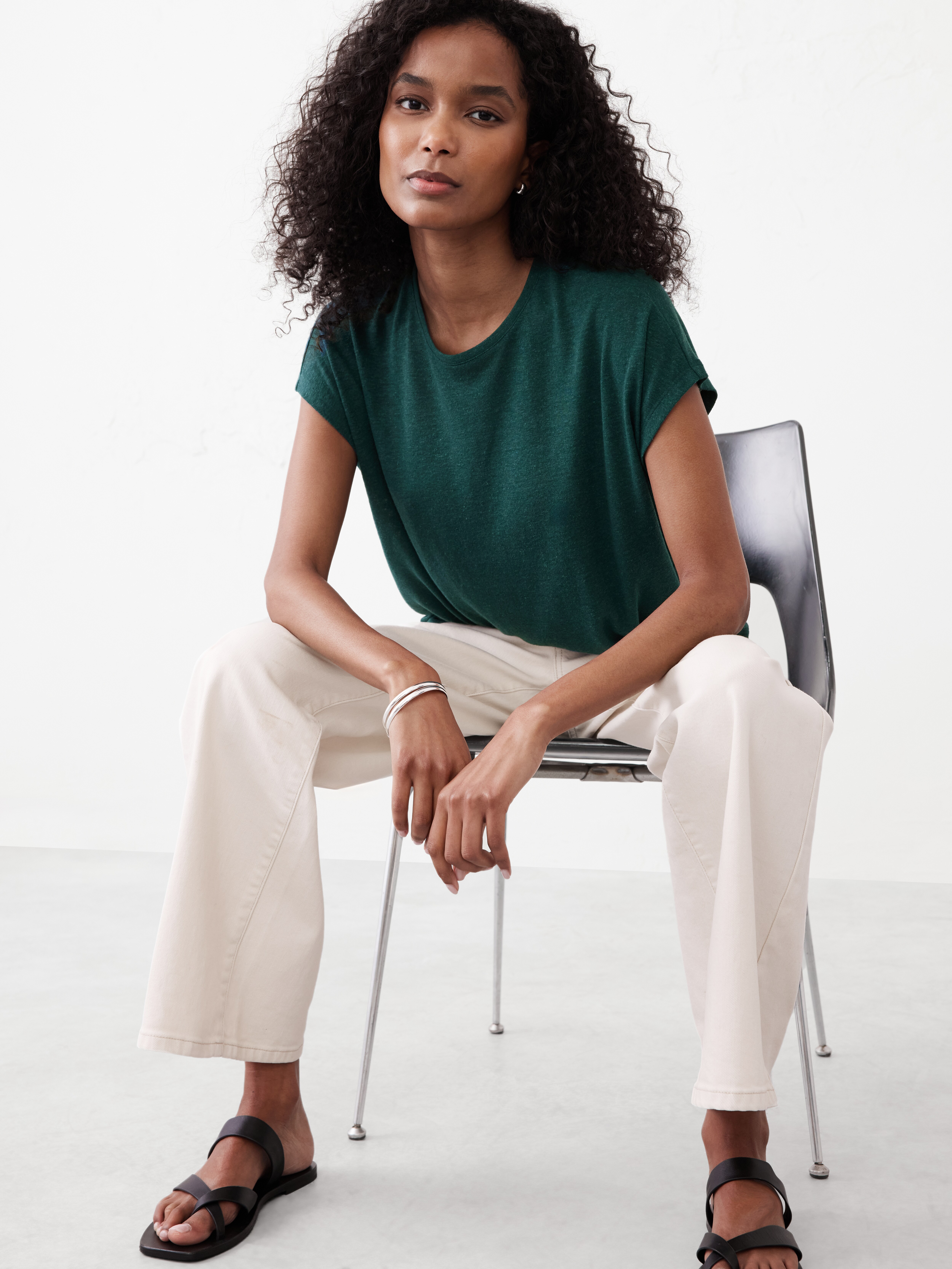 Linen-Blend Dolman T-Shirt | Banana Republic Factory