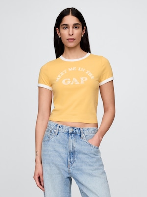 コットンジャージー GAPロゴ シュランケンTシャツ