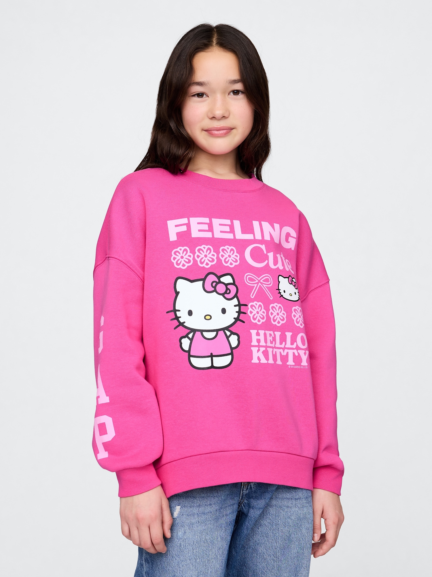 CHANDAIL LONG HELLO KITTY EN COTON OUATÉ POUR ENFANT
