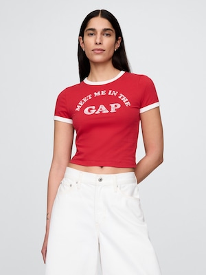 コットンジャージー GAPロゴ シュランケンTシャツ