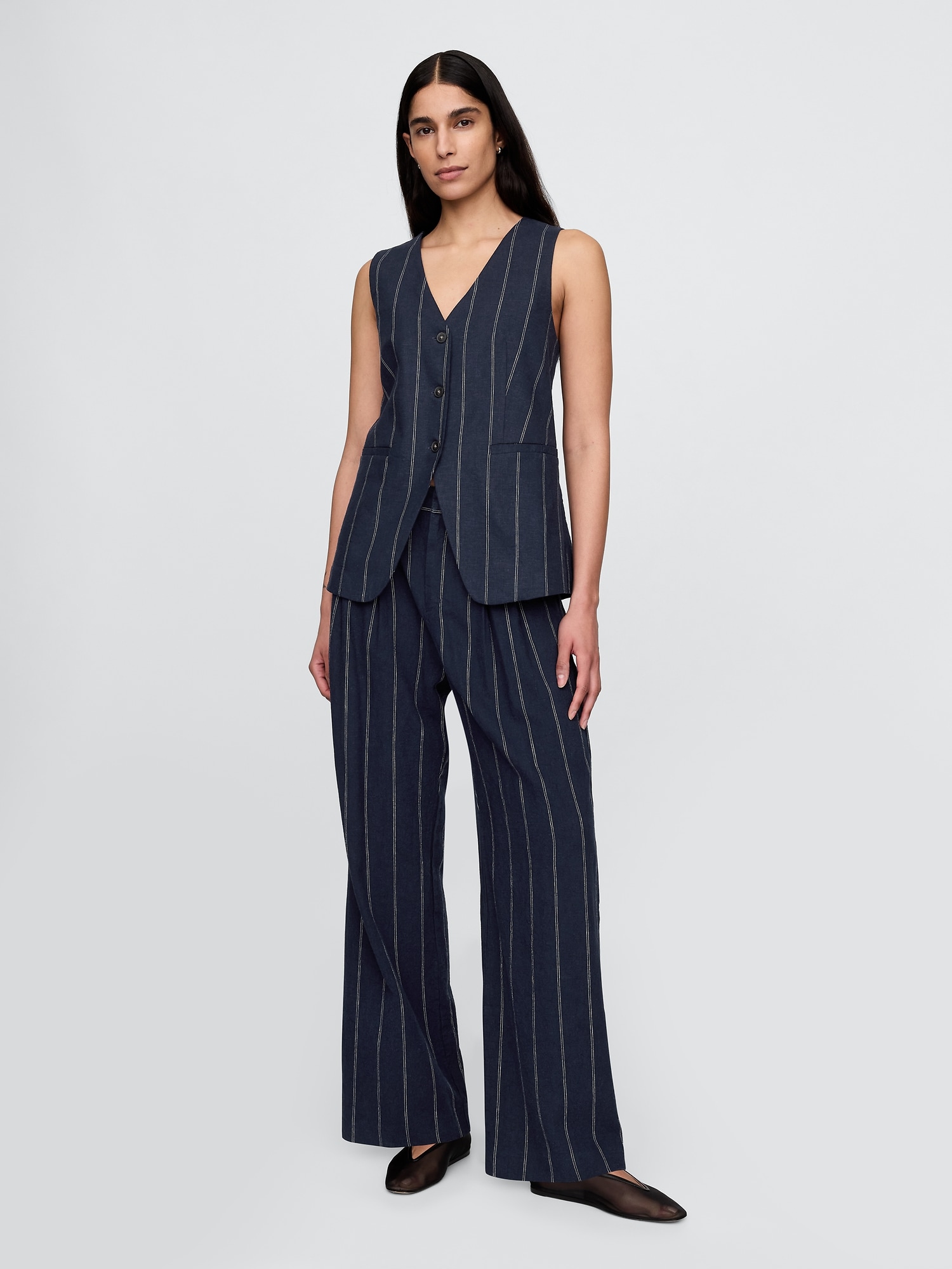 PANTALON TAILLEUR 365 À TAILLE HAUTE EN MÉLANGE DE LIN