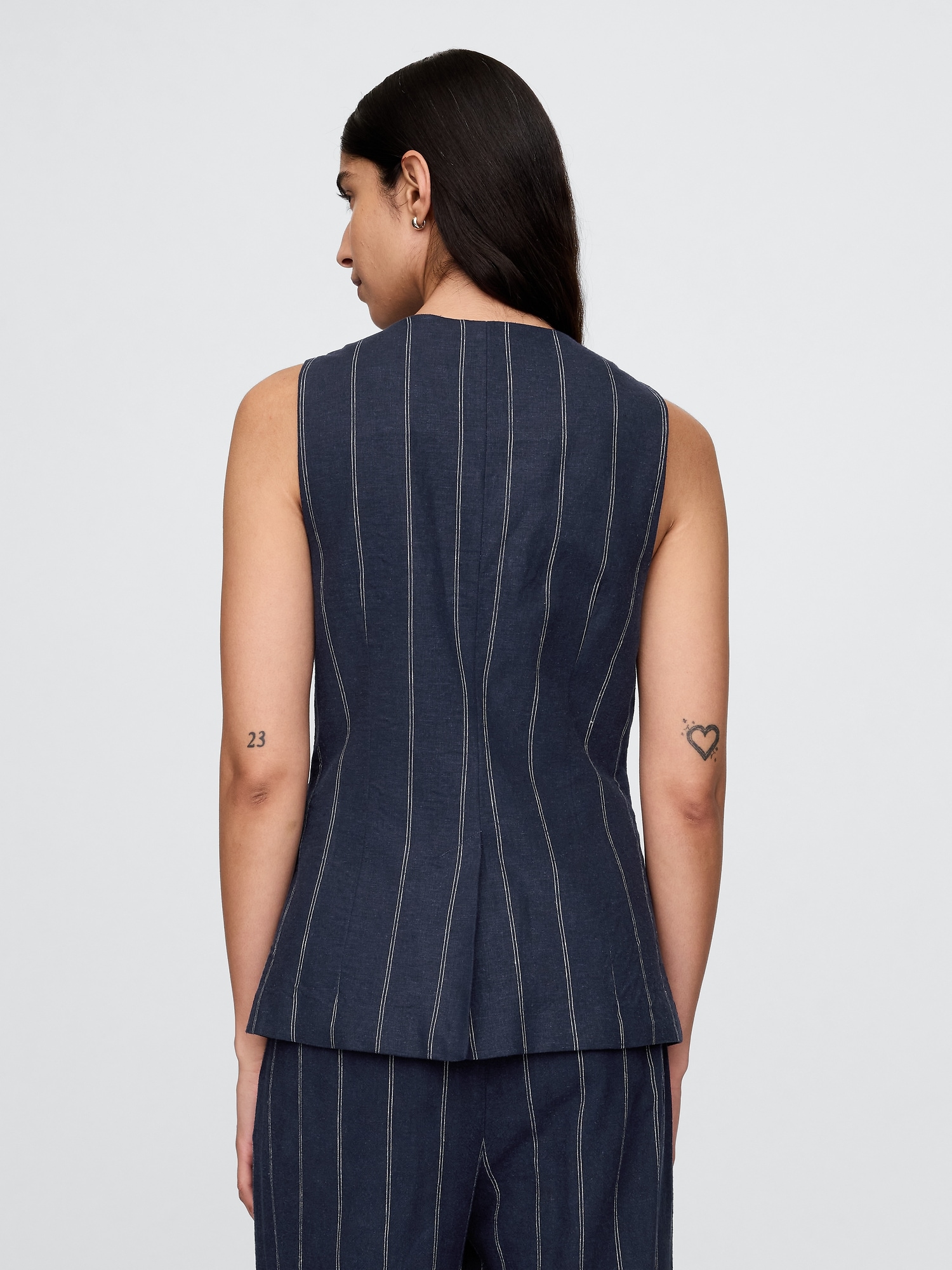 Linen-Blend Longline Vest