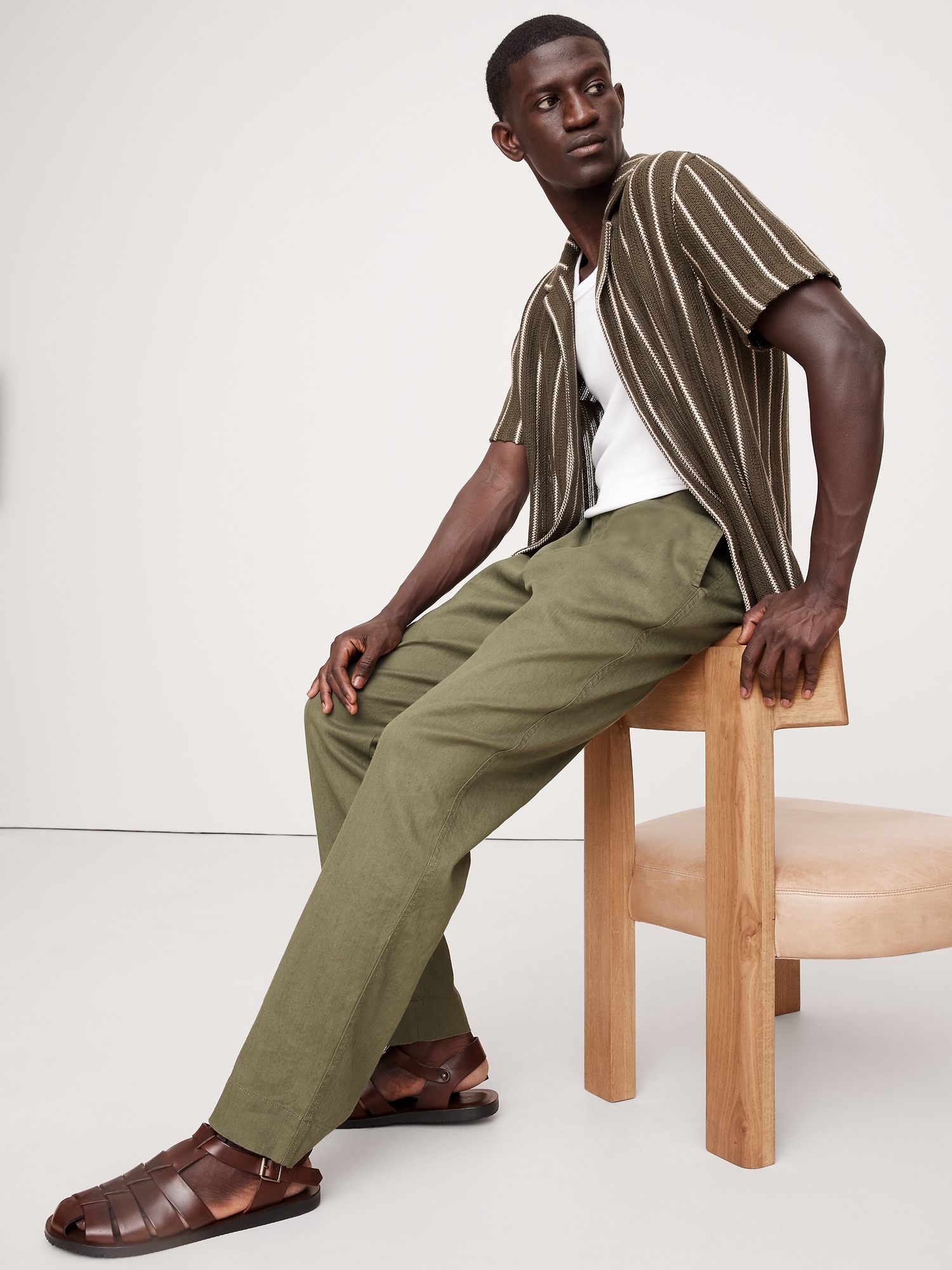 Italian Linen-Cotton Pull-On Pant