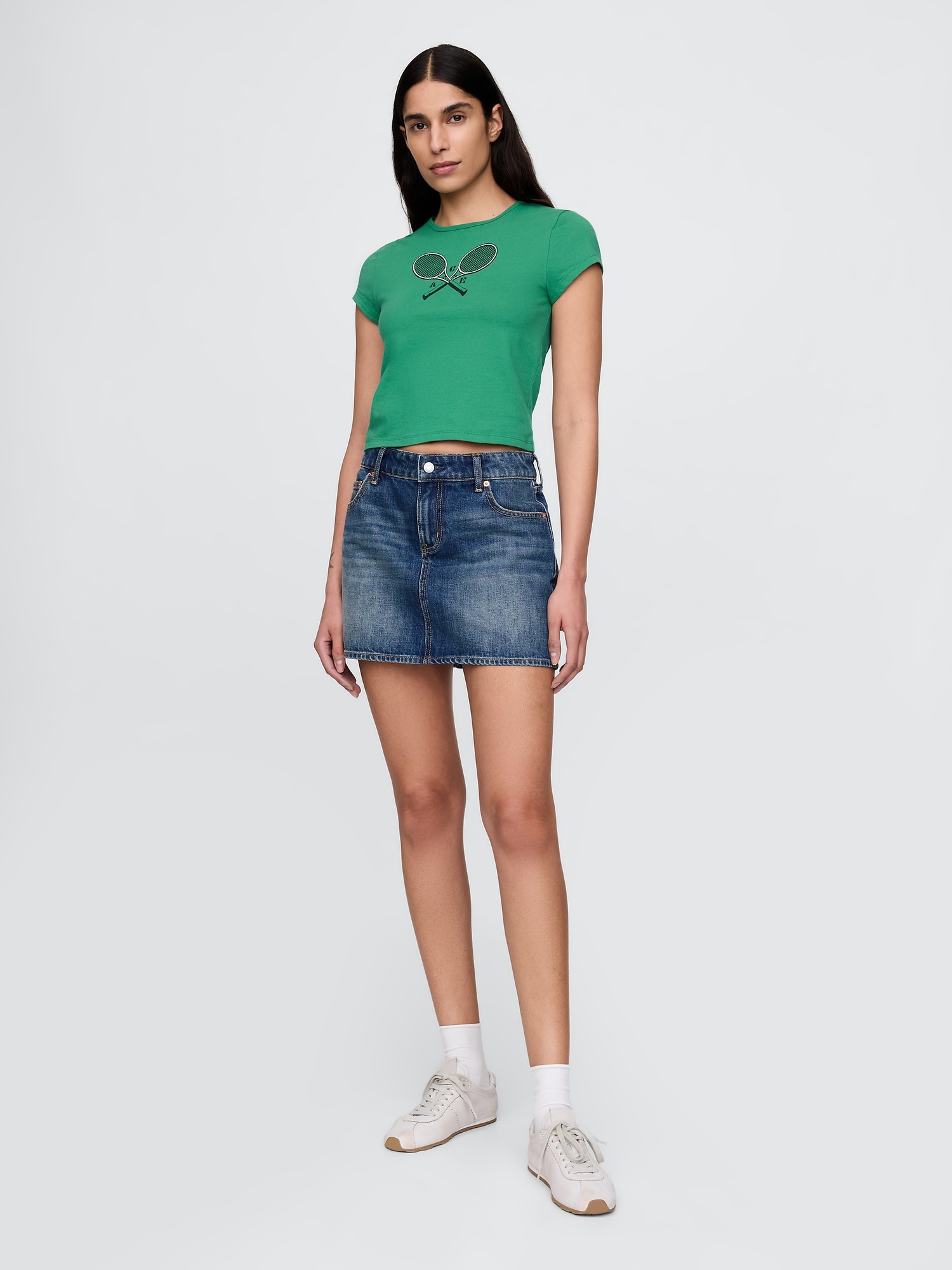 クロップド グラフィックTシャツ-2