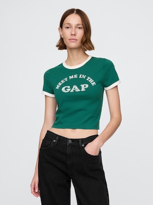 コットンジャージー GAPロゴ シュランケンTシャツ