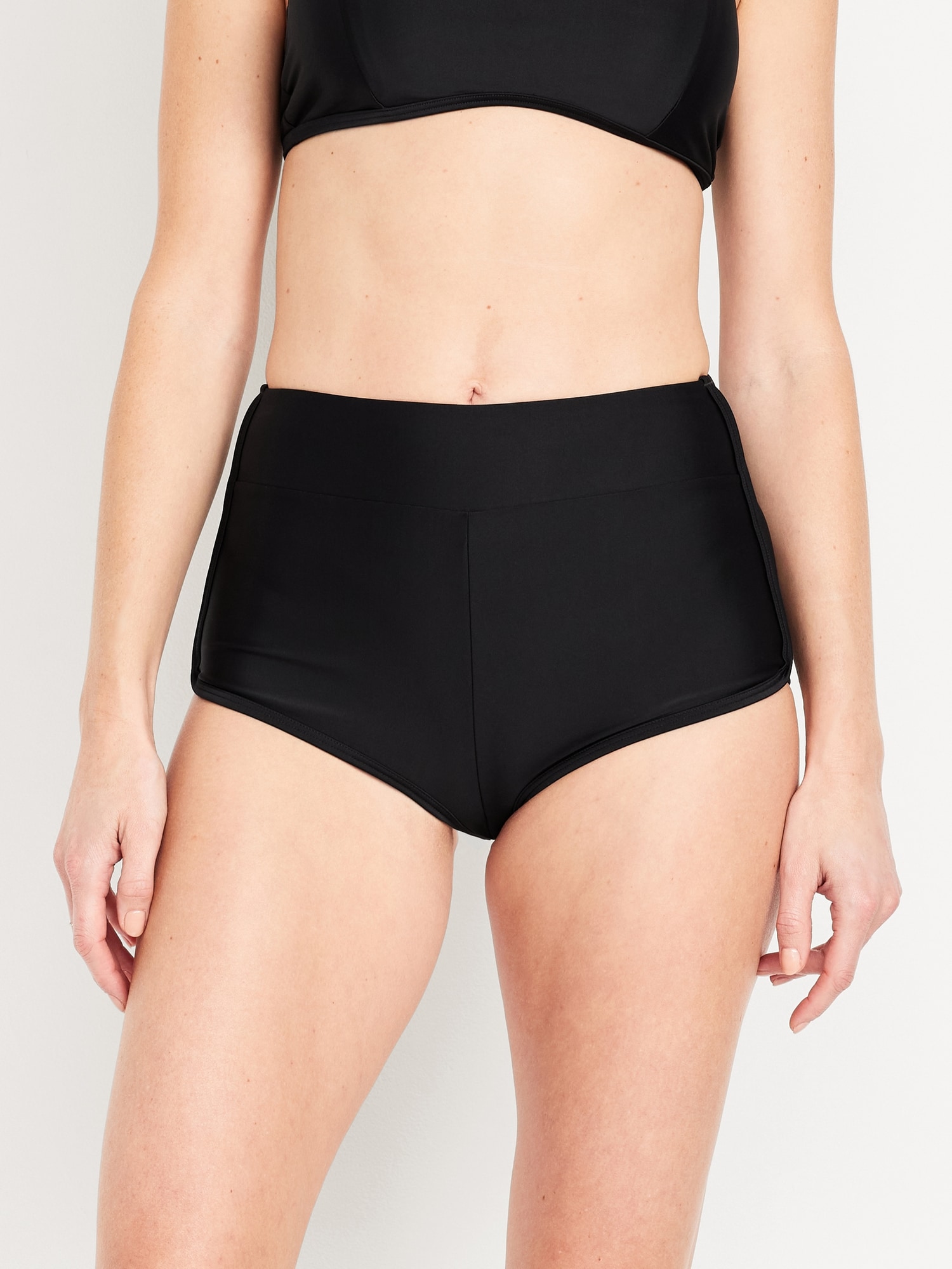 High-Waisted Matte Swim Shorts