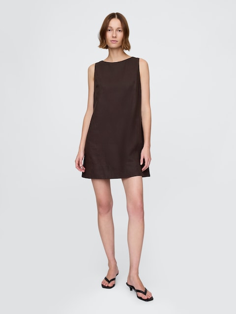 ROBE COURTE DROITE EN MÉLANGE DE LIN