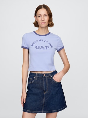 コットンジャージー GAPロゴ シュランケンTシャツ
