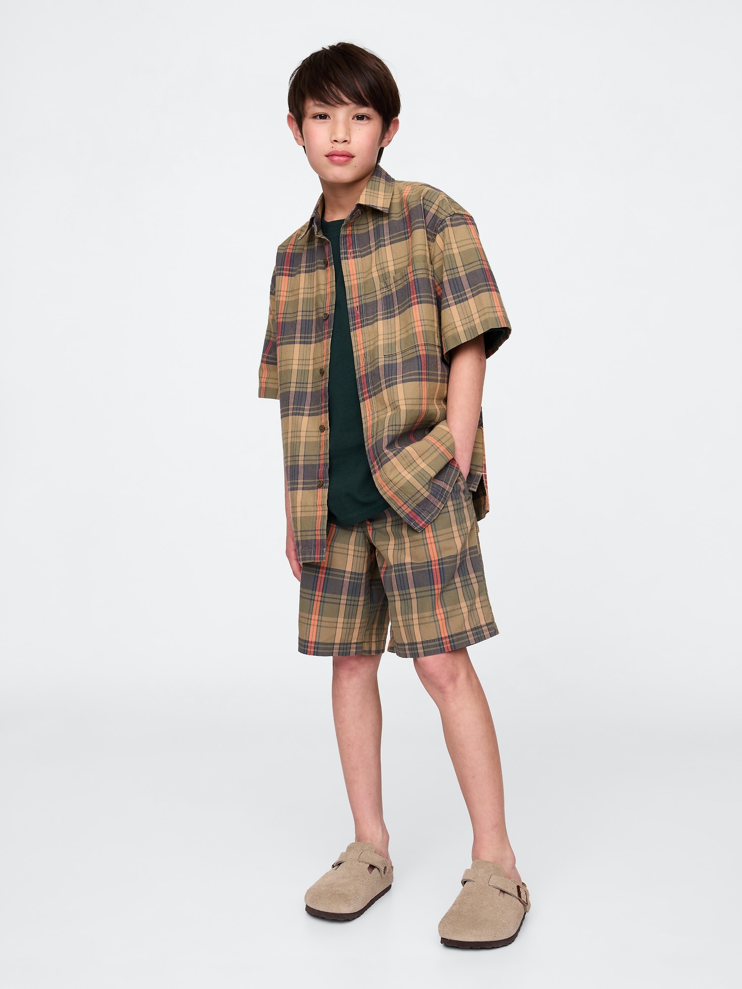 Gap プレイド キャンバス イージーウエスト ショートパンツ (キッズ) Gap プレイド キャンバス イージーウエスト ショートパンツ (キッズ)
