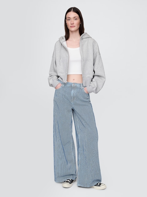 Mid Rise UltraSoft Denim Stripe Baggy Jeans
