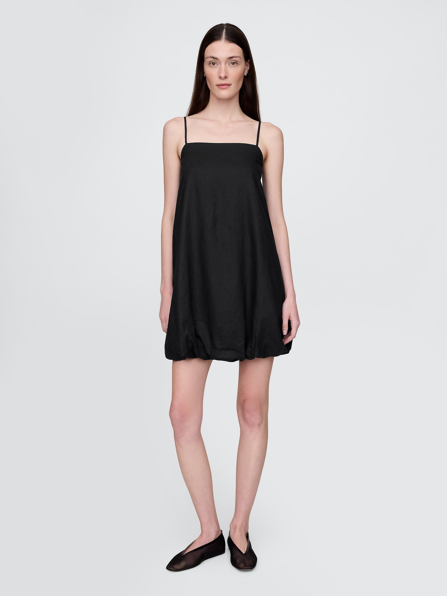 Linen-Blend Bubble Mini Dress