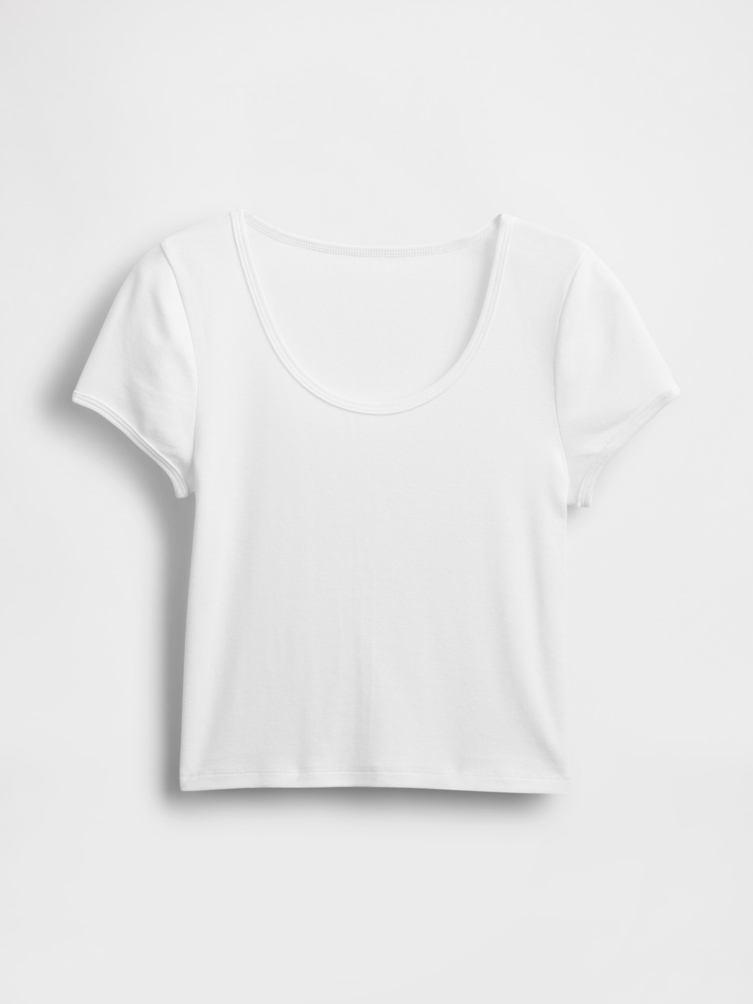 モダン キャップスリーブ クロップドTシャツ-4