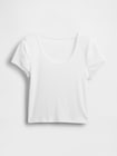 モダン キャップスリーブ クロップドTシャツ-4