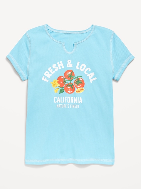 Fitted Ribbed Graphic T-Shirt for Girls