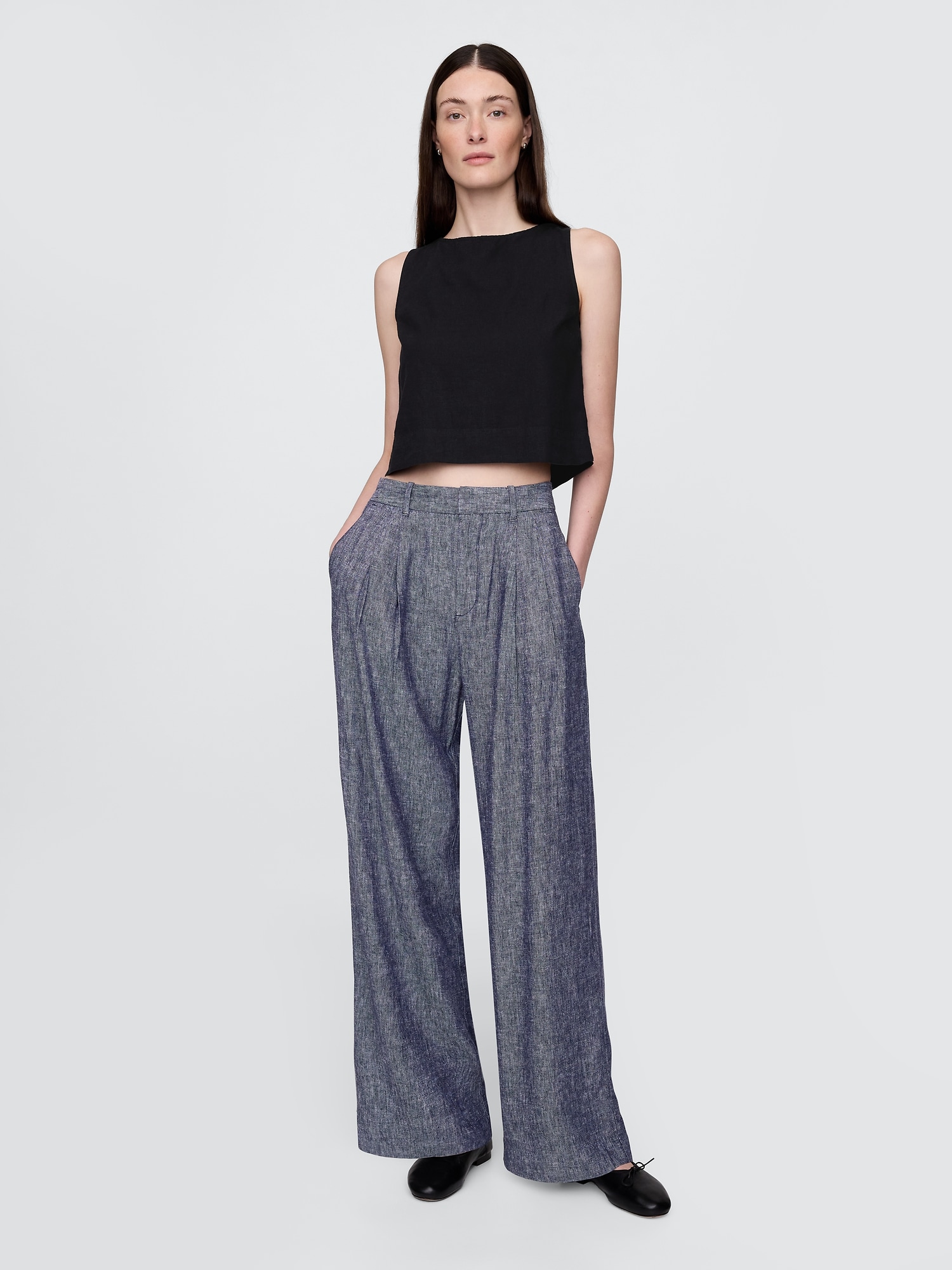 PANTALON TAILLEUR 365 À TAILLE HAUTE EN MÉLANGE DE LIN