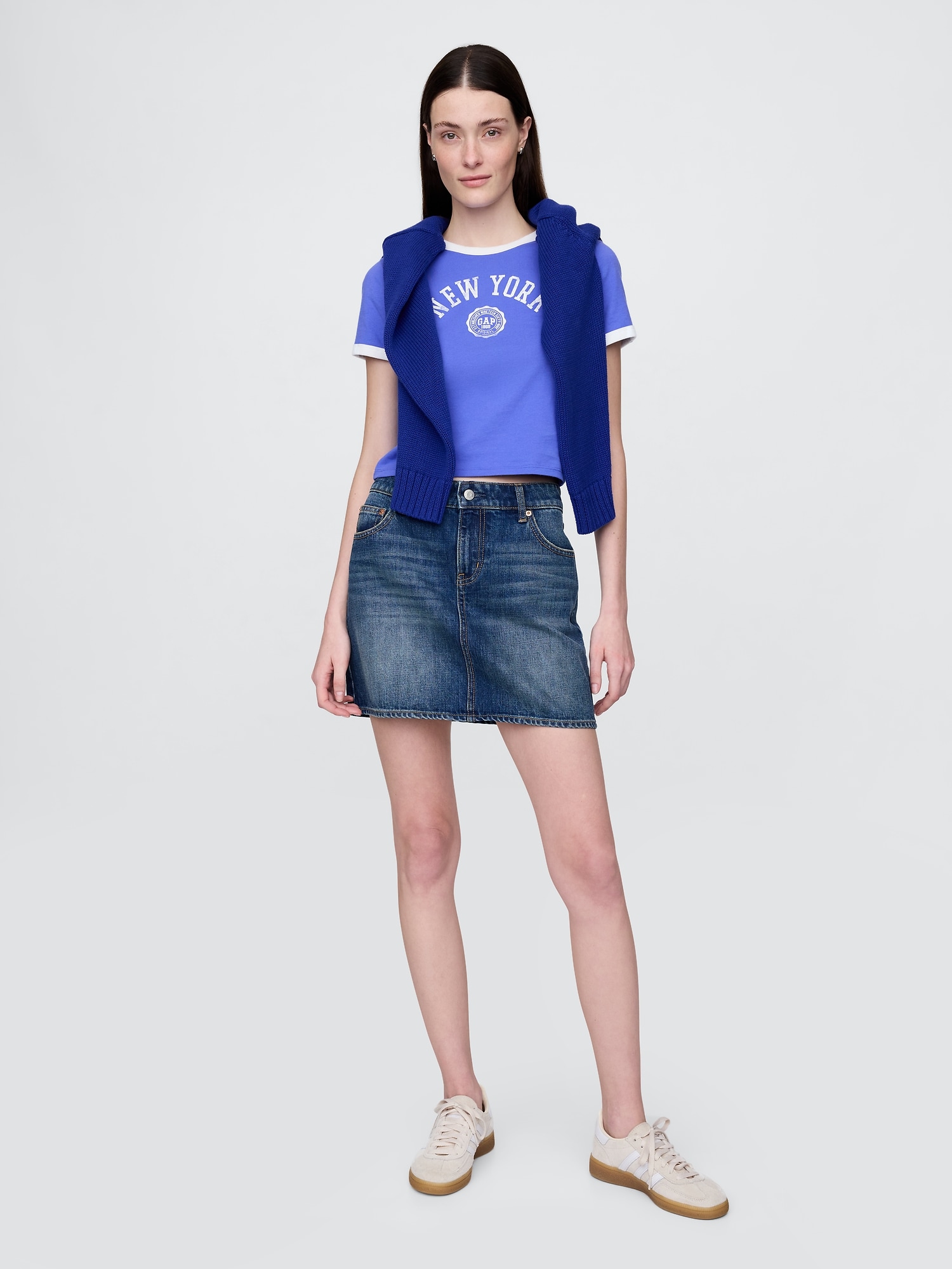 コットンジャージー NEW YORK GAPロゴ シュランケンTシャツ-1