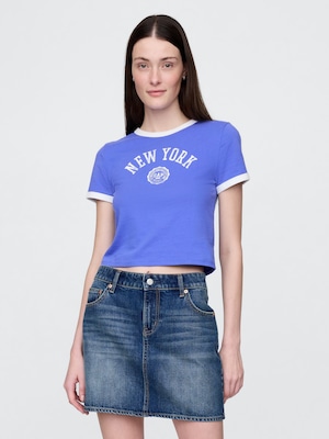 コットンジャージー NEW YORK GAPロゴ シュランケンTシャツ