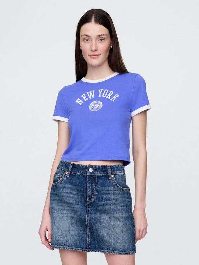 コットンジャージー NEW YORK GAPロゴ シュランケンTシャツ-0
