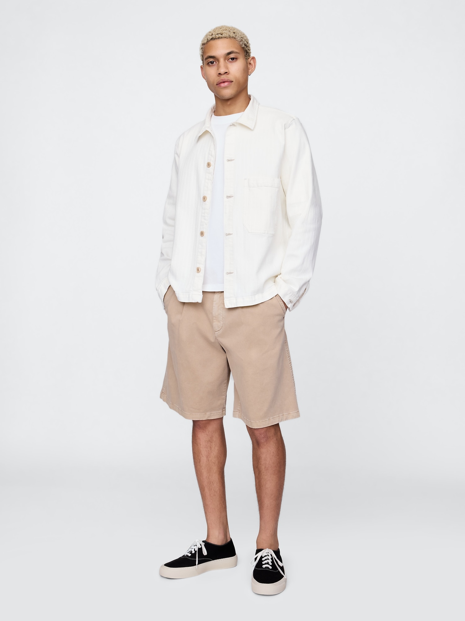 Pleated Khaki Shorts
