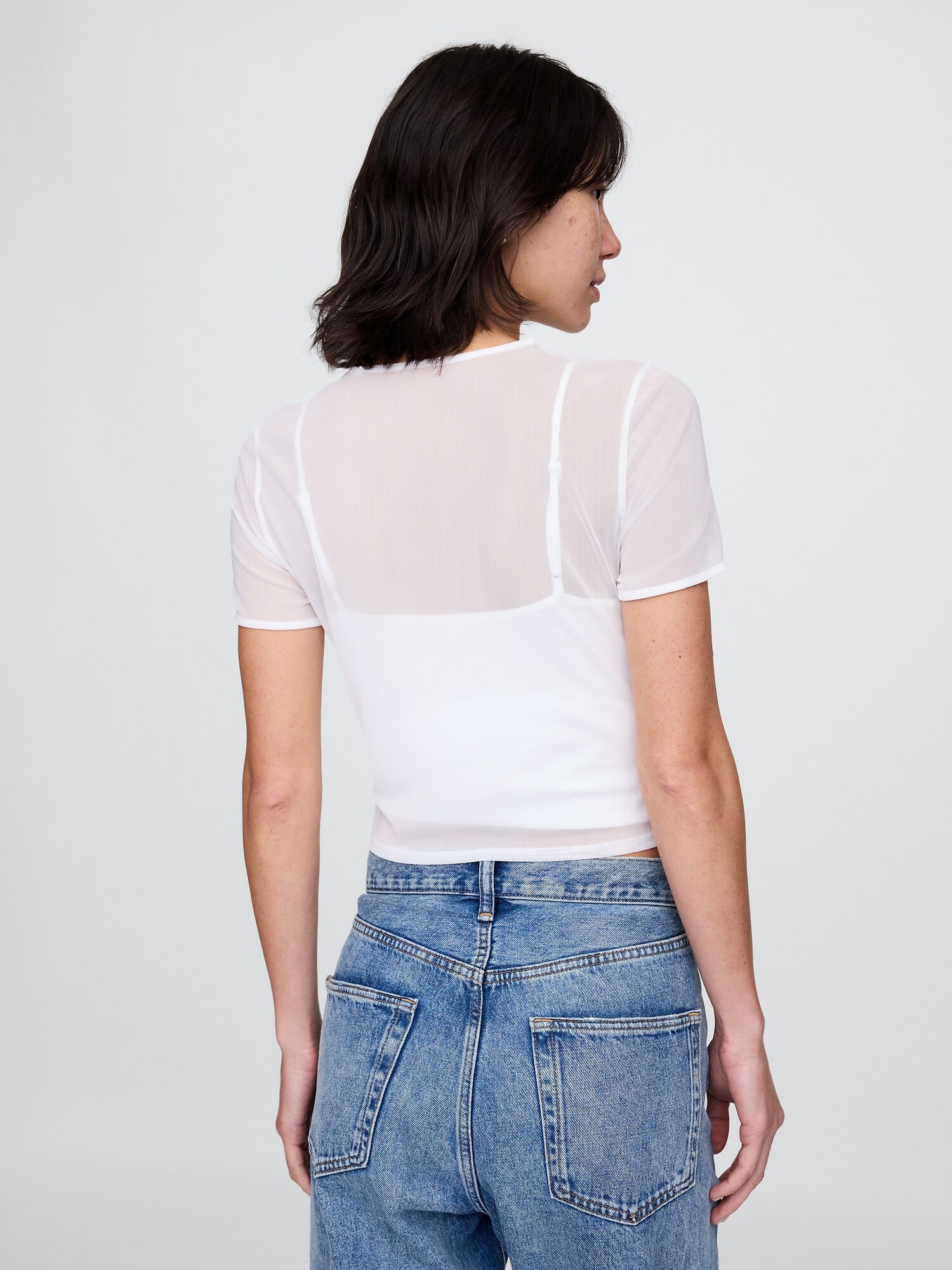 メッシュ クロップドTシャツ-3