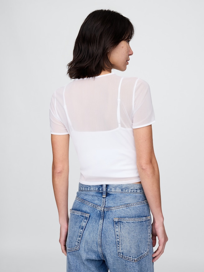 メッシュ クロップドTシャツ-3