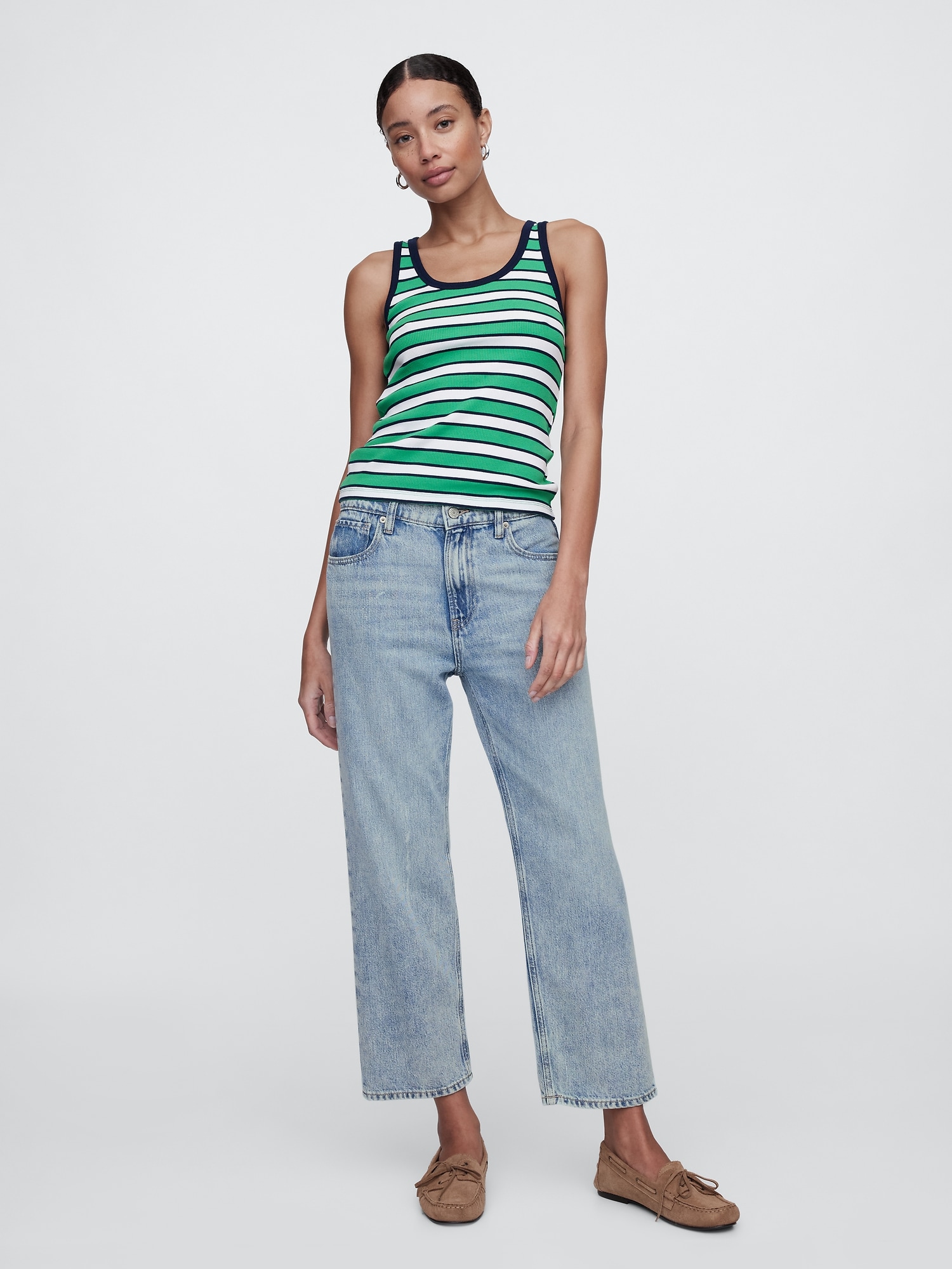 Low Slung Soft Relaxed Straight Jeans