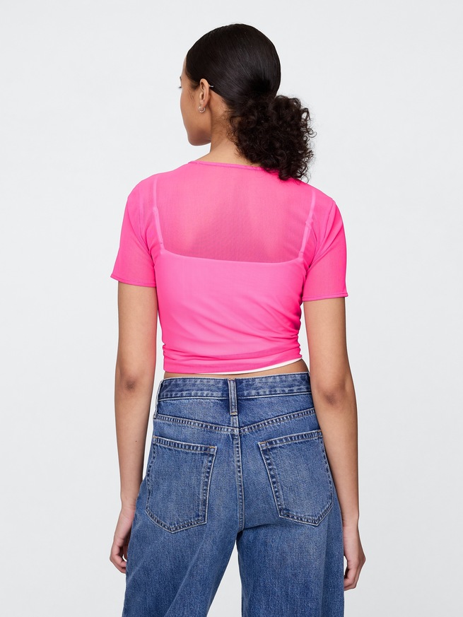メッシュ クロップドTシャツ-3