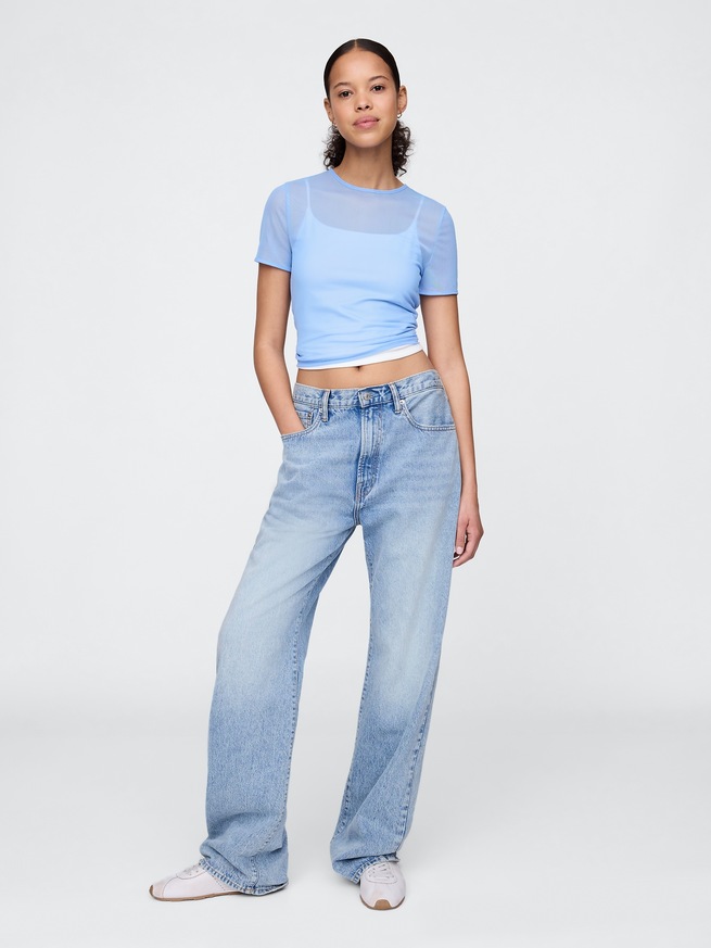 メッシュ クロップドTシャツ-1