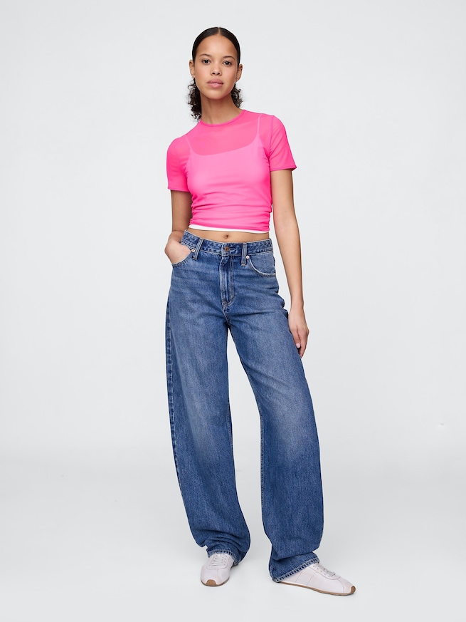 メッシュ クロップドTシャツ-1