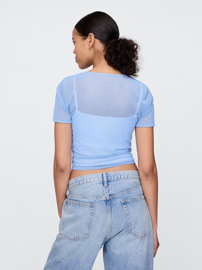 メッシュ クロップドTシャツ-3