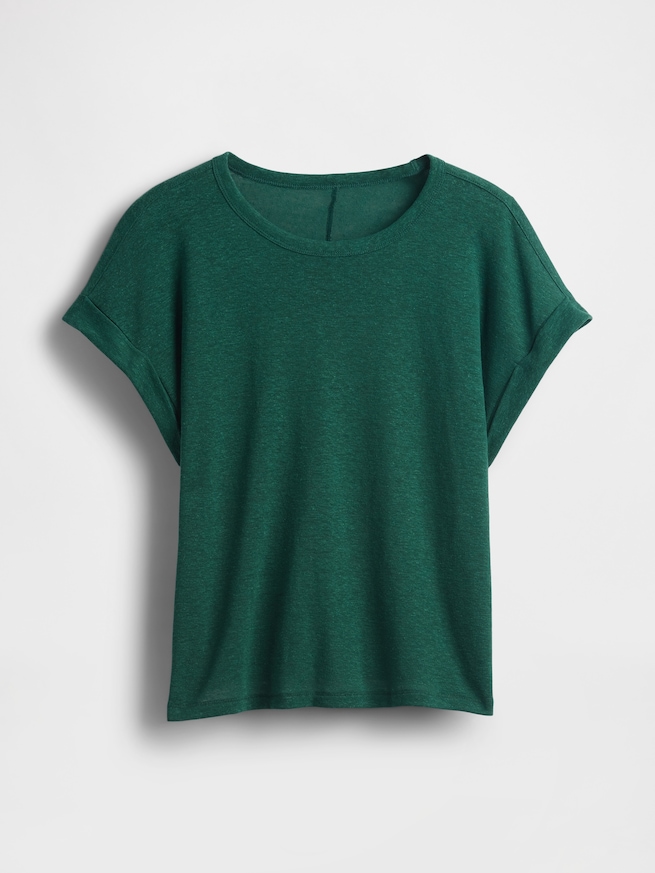 リネンブレンド ロールカフ Tシャツ-3