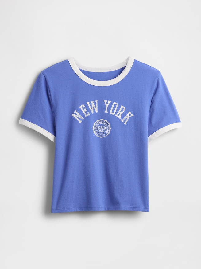 コットンジャージー NEW YORK GAPロゴ シュランケンTシャツ-3