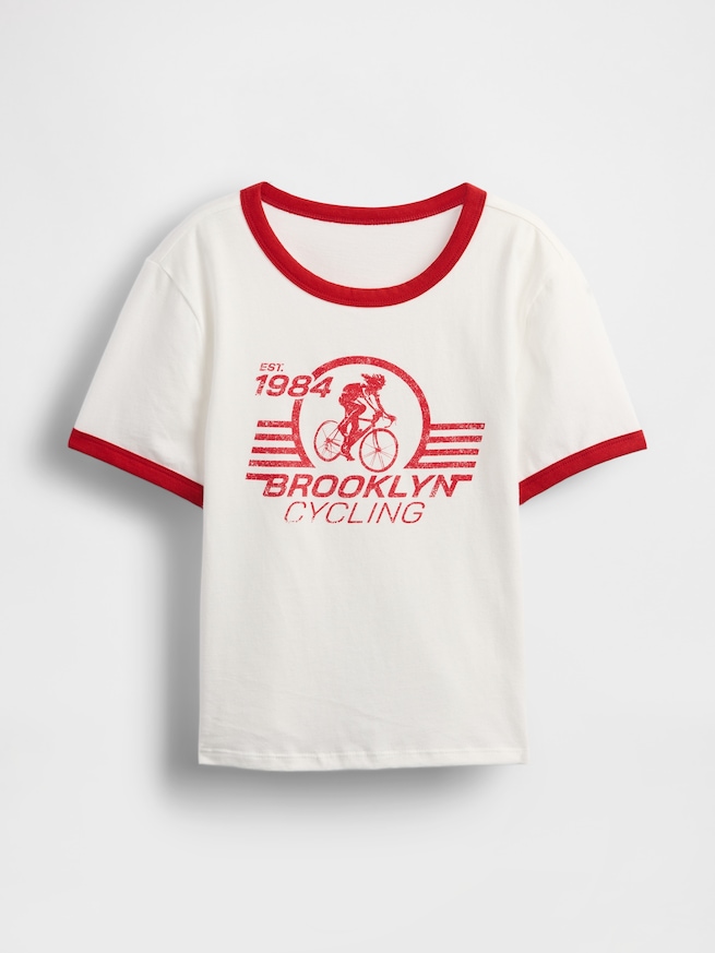 コットンジャージー グラフィック シュランケンTシャツ-4