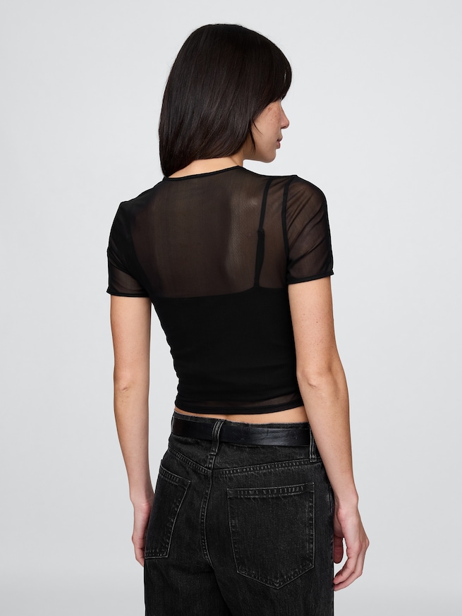 メッシュ クロップドTシャツ-3